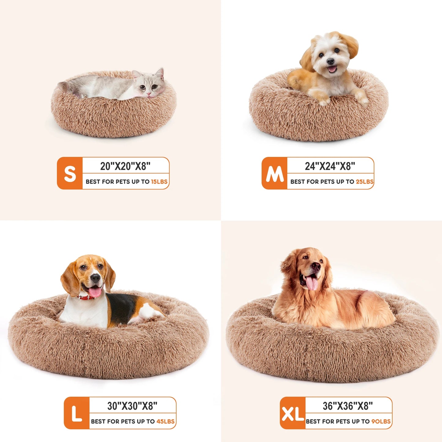 JHK Calming Dog Bed For Home Use Washable Plush Comfort