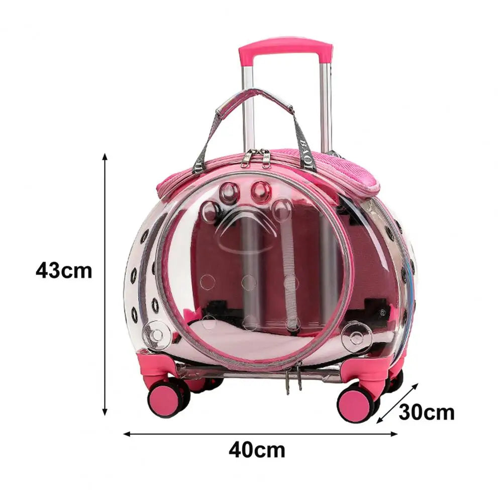 Pet Trolley Case With Ventilation Holes For Cats Travel Carrier