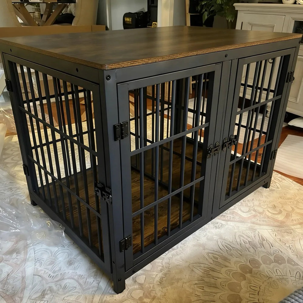 BORWART Ultra Thicken Furniture Style Double Dog Crate With Divider