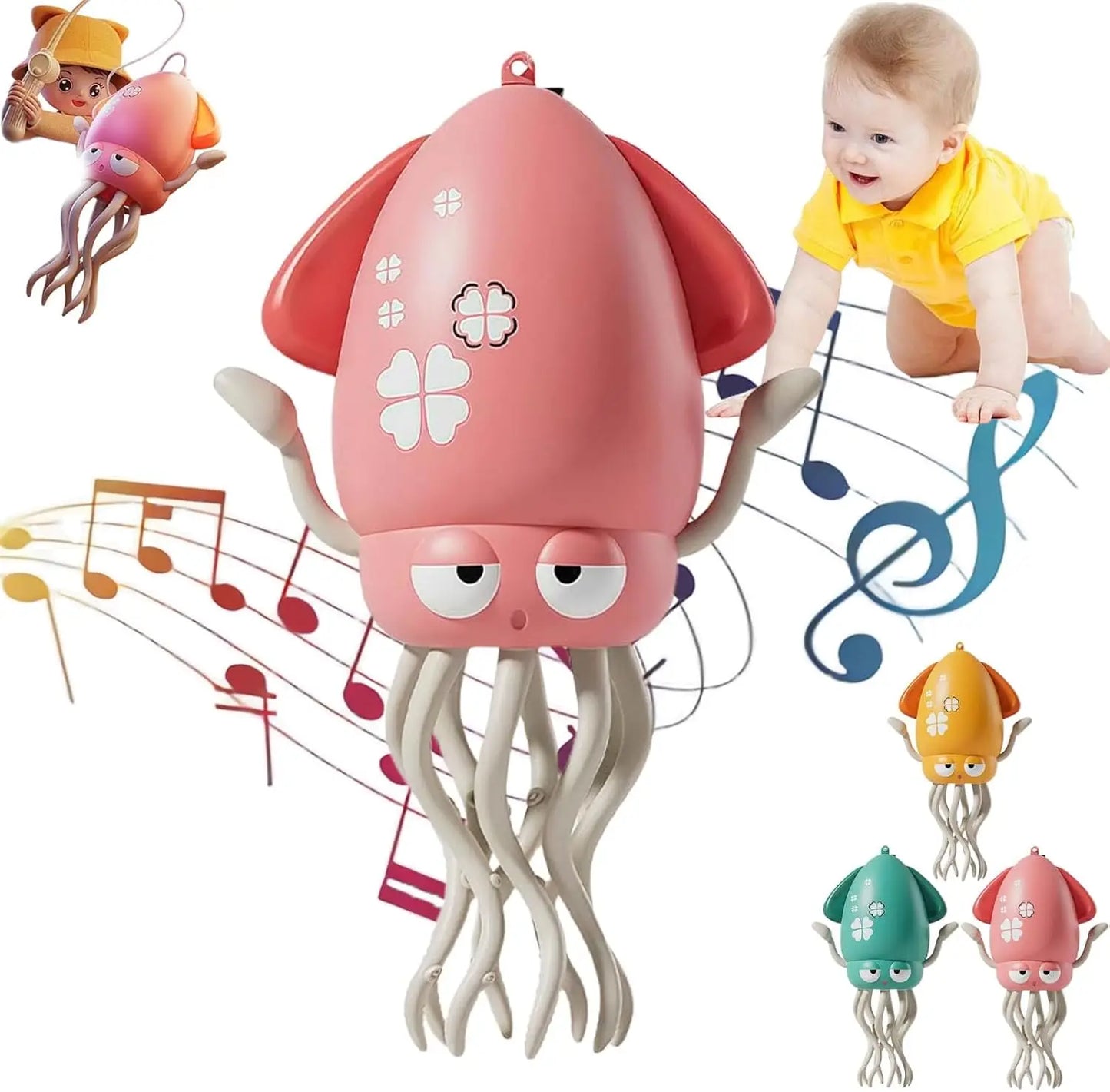 CONUSEA Electric Dance Octopus Toy With LED Lights USB Rechargeable