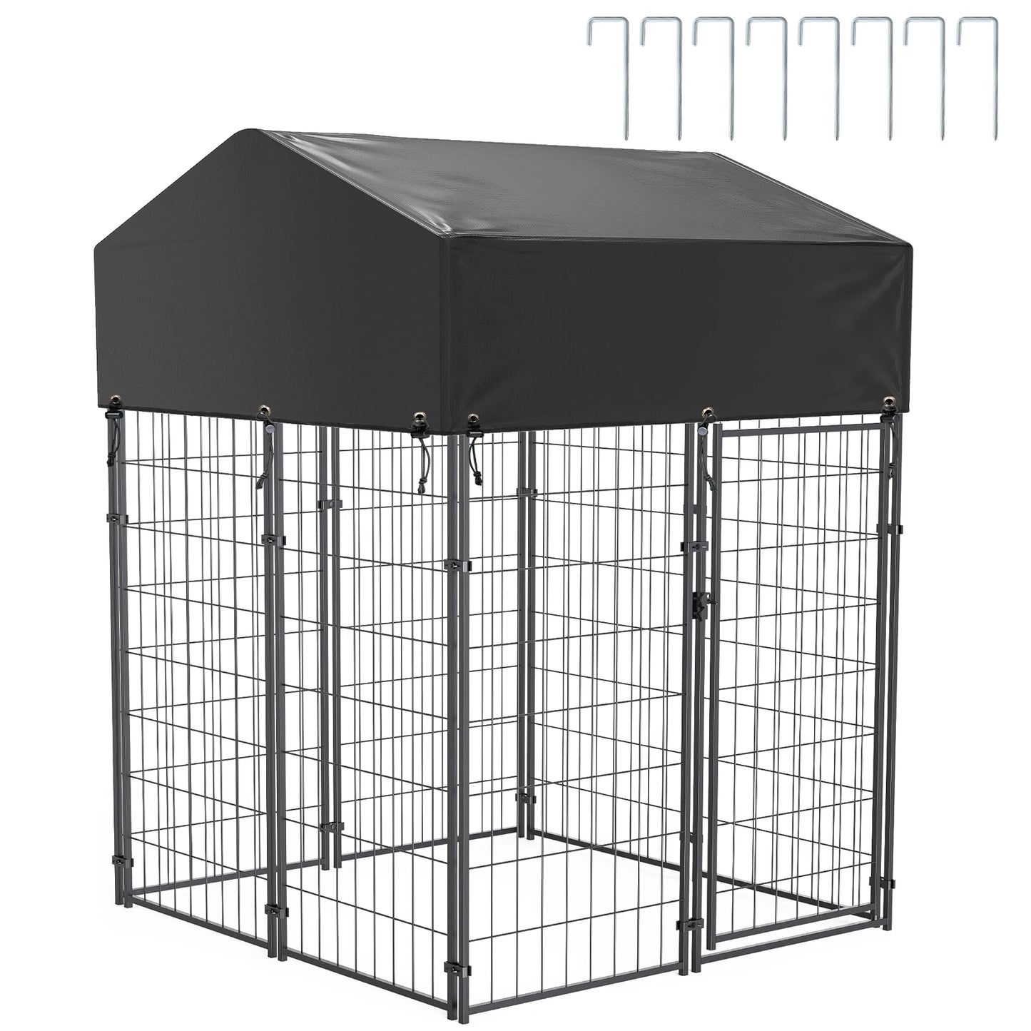 BINGOPAW Large Outdoor Dog Kennel Welded Wire Runs Canopy