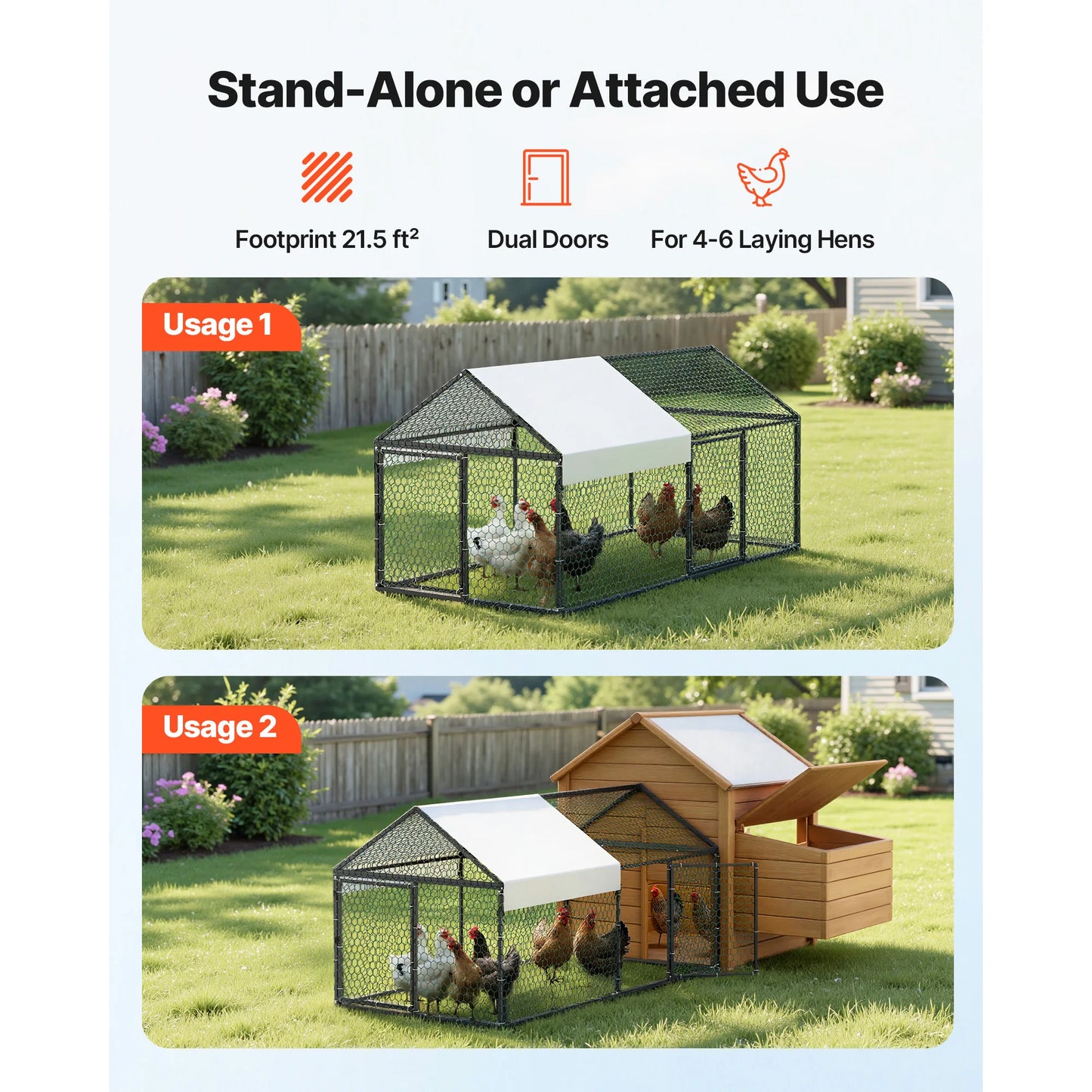 SucceBuy Metal Chicken Coop With Spire Roof And Waterproof Cover