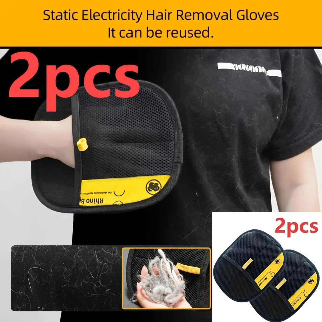 Pet Hair Removal Gloves 2 Piece Double Sided Grooming Gloves