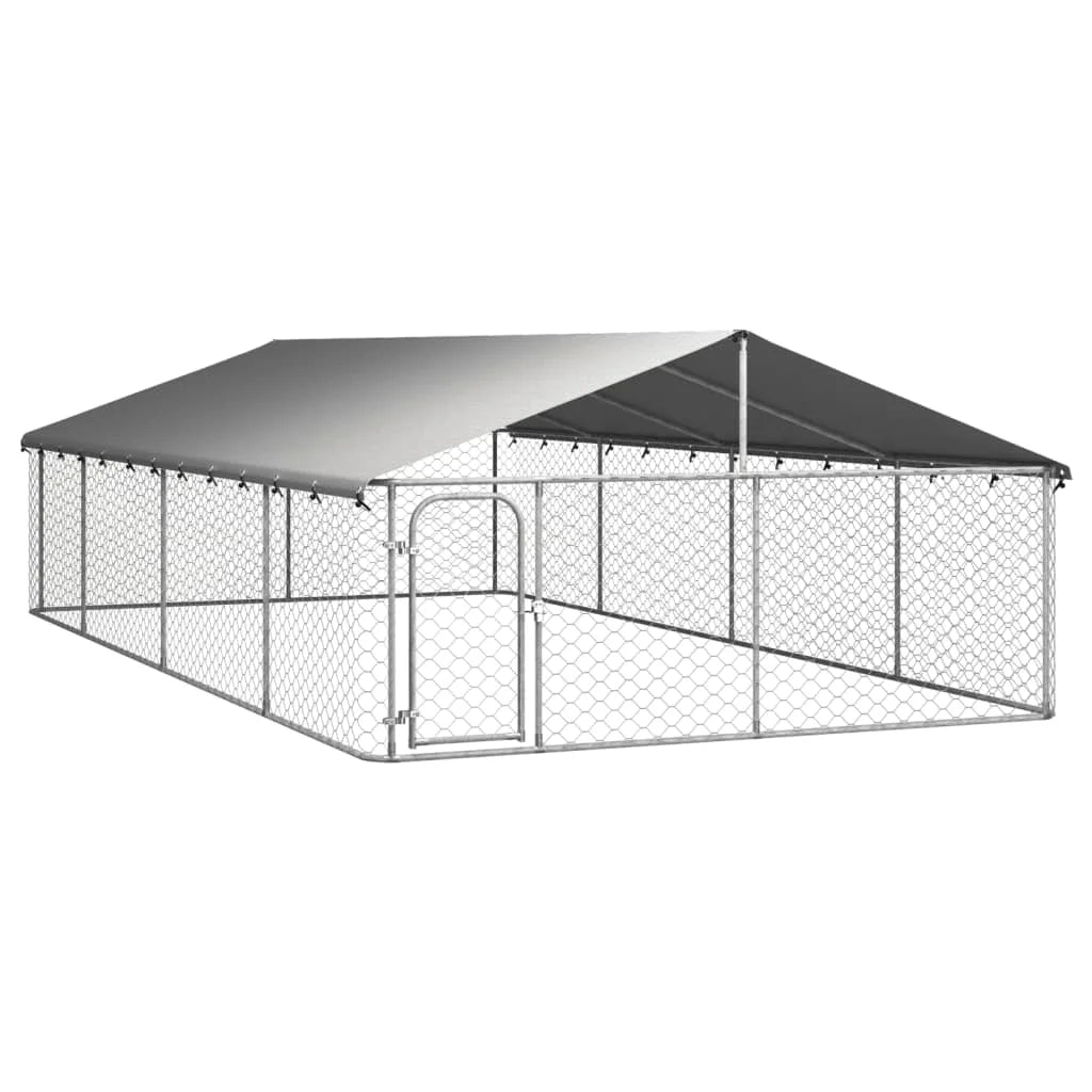 Outdoor Kennel With Roof For Dogs Galvanized Steel
