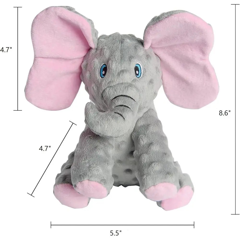 Durable Squeaky Elephant Dog Toy With Crinkle Paper Plush