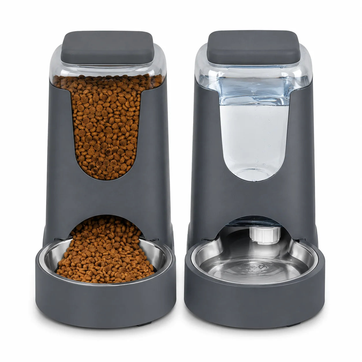 Automatic Pet Feeder And Water Station With Stainless Steel Bowls