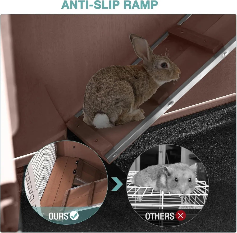 Indoor Rabbit Hutch Cage With Sliding Trays And Ramp