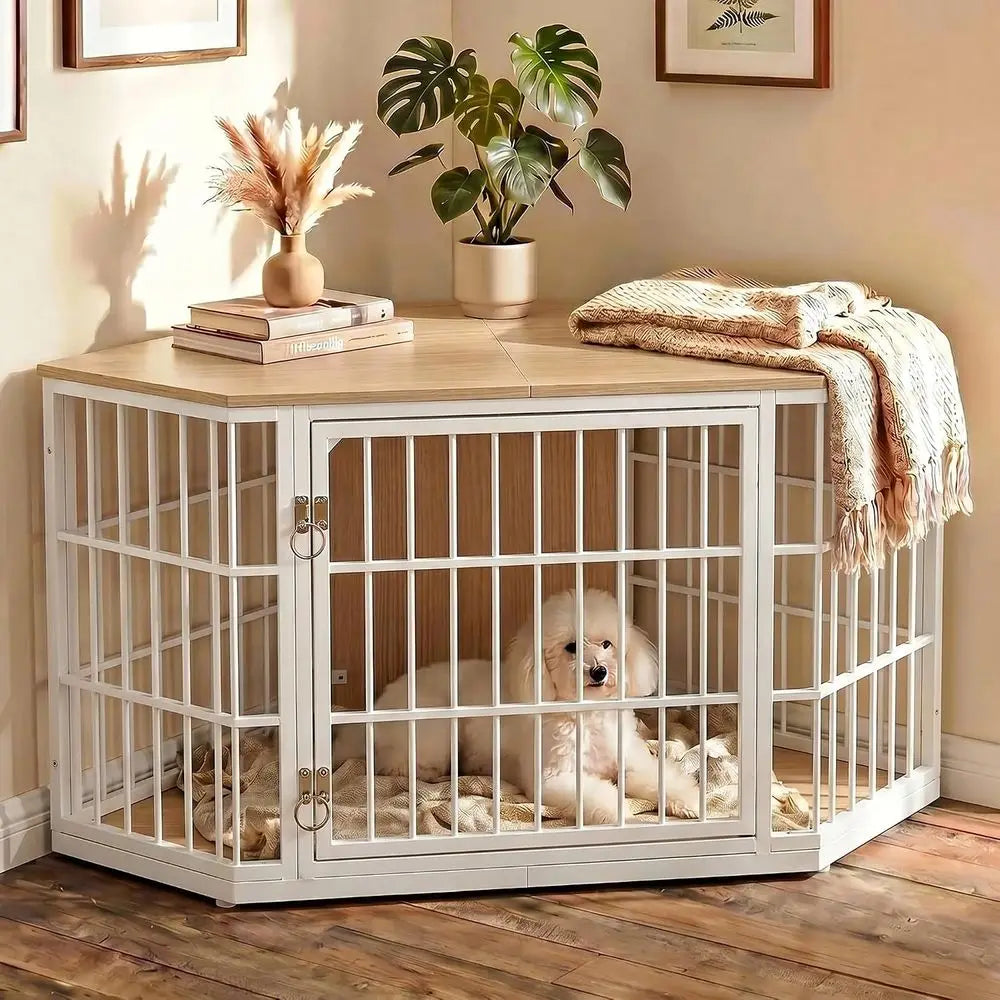 Wooden Dog Crate Furniture End Table Kennel Indoor Large Pet