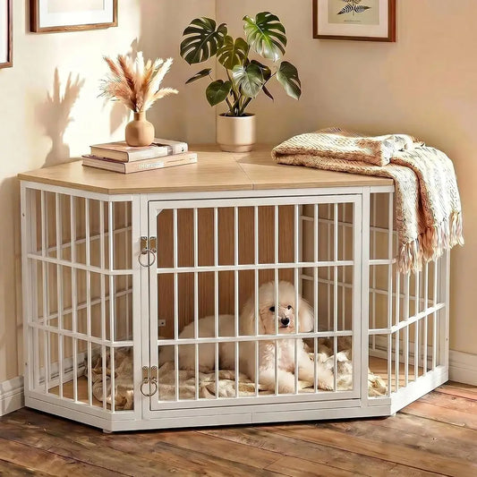 Wooden Dog Crate Furniture End Table Kennel Indoor Large Pet