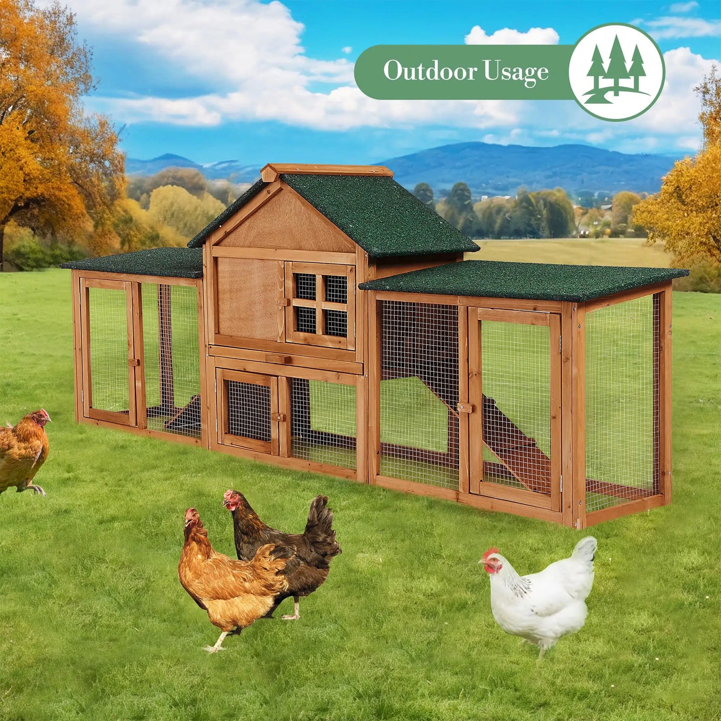DishyKooker 2-Story Wooden Rabbit Hutch Double Runs Pullout Tray