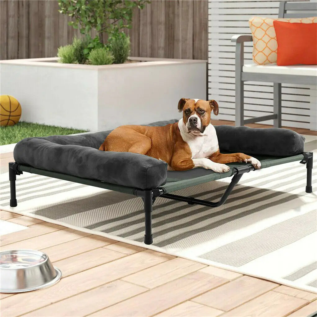 BINGOPAW Elevated Dog Bed Lounger With Detachable Plush Bolster Cooling