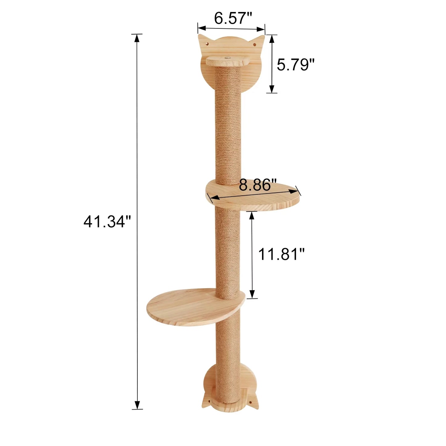 Sisal Wall Mounted Cat Tree Featuring Dual Perches And Hammock