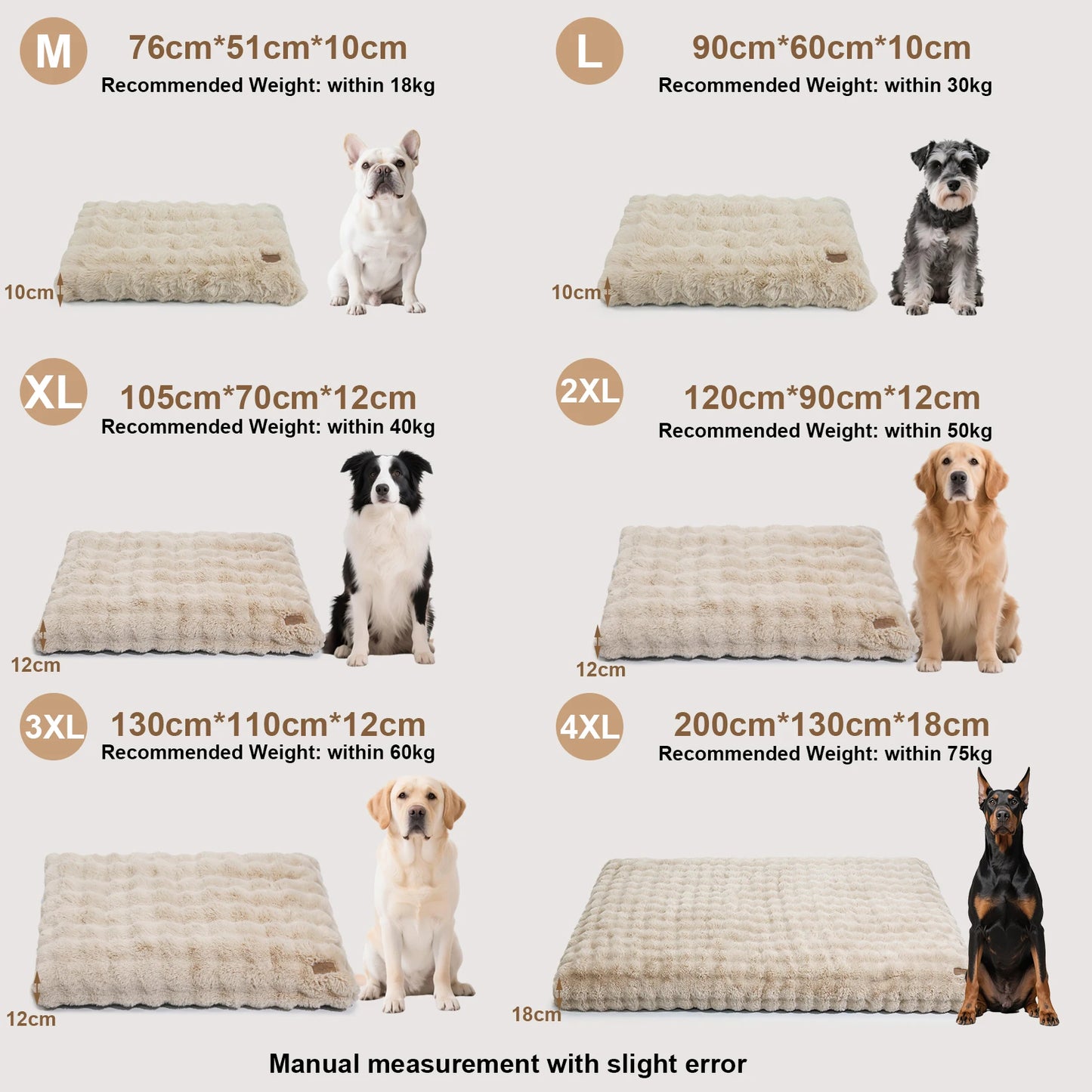 Borwart Ultra Plush Dog Bed Washable Pet Cushion Removable Cover