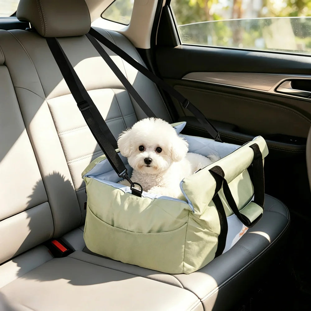 Borwart Portable Pet Dog Car Booster Seat With Belt Cover