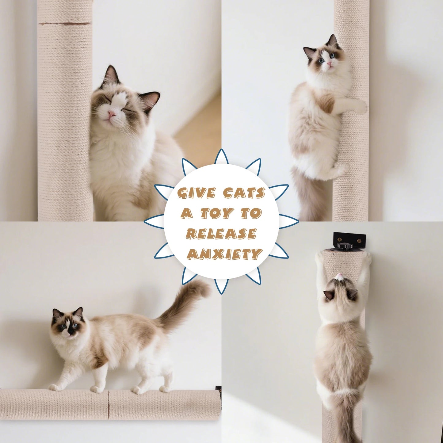 Cat Scratching Post Wall Mounted Hemp Rope Indoor Kit