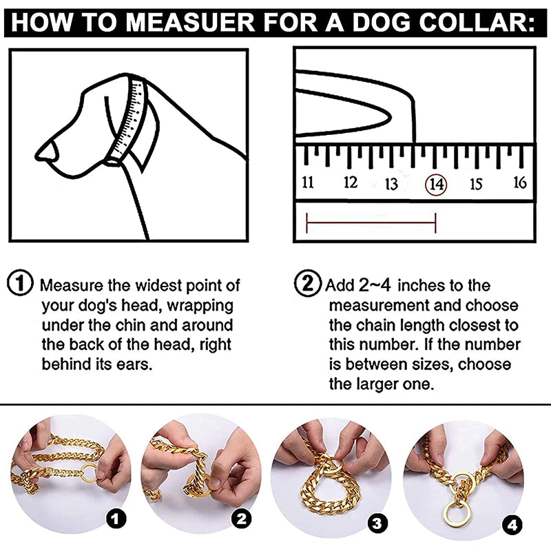 Stainless Steel Chain Collar For Dogs Cuban Link Training Collar