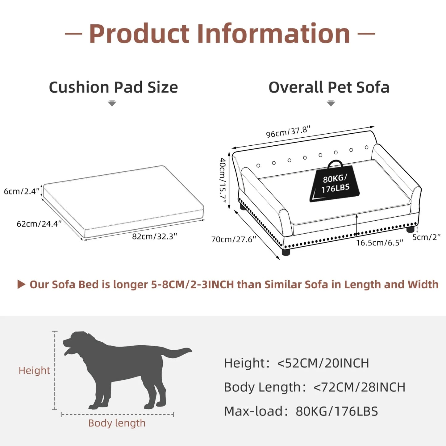 Bingopaw Elevated Dog Sofa With Removable Comfort Cushion