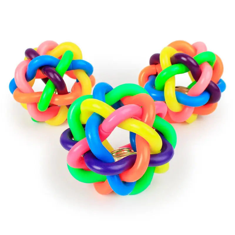 Colorful Bell Woven Dog Chew Toy Bite Resistant Rubber Pet