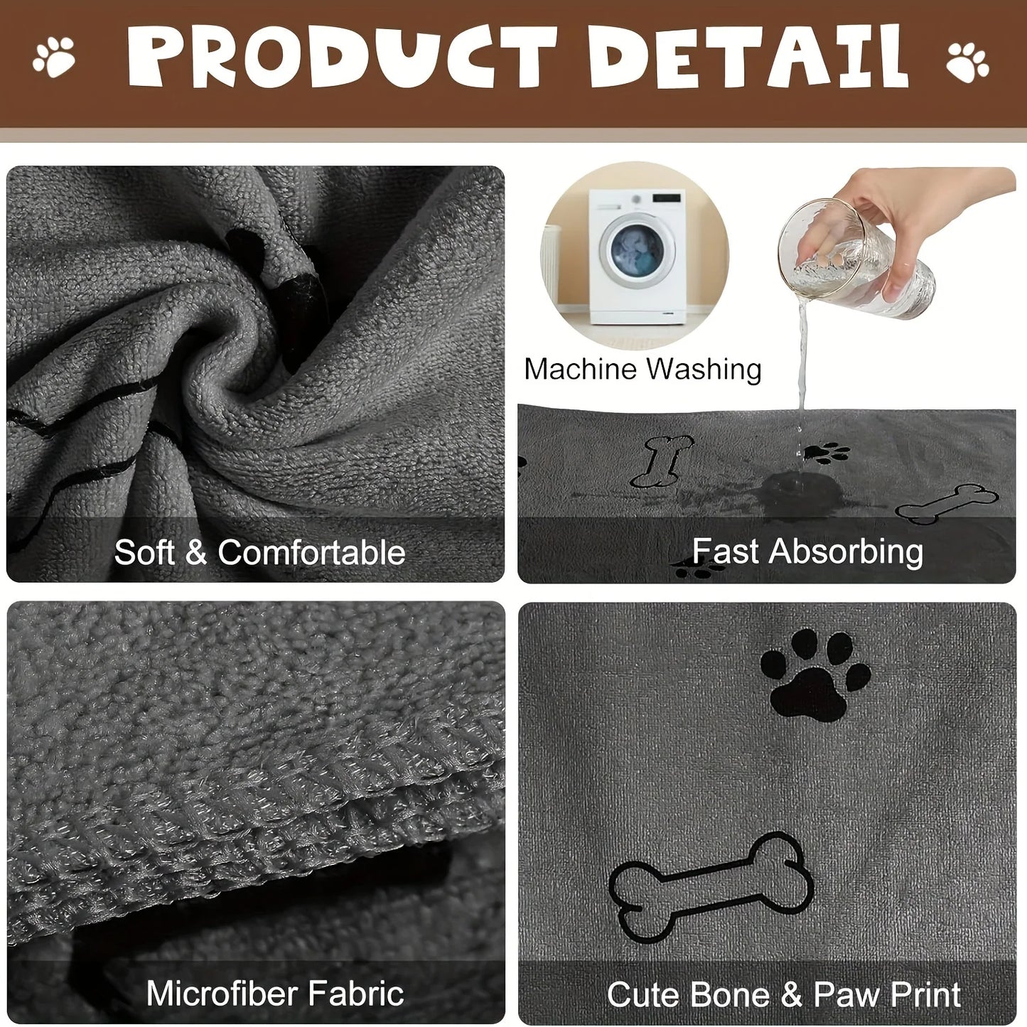 Quick-Drying Microfiber Dog Towel For Pet Bath And Car Wipes