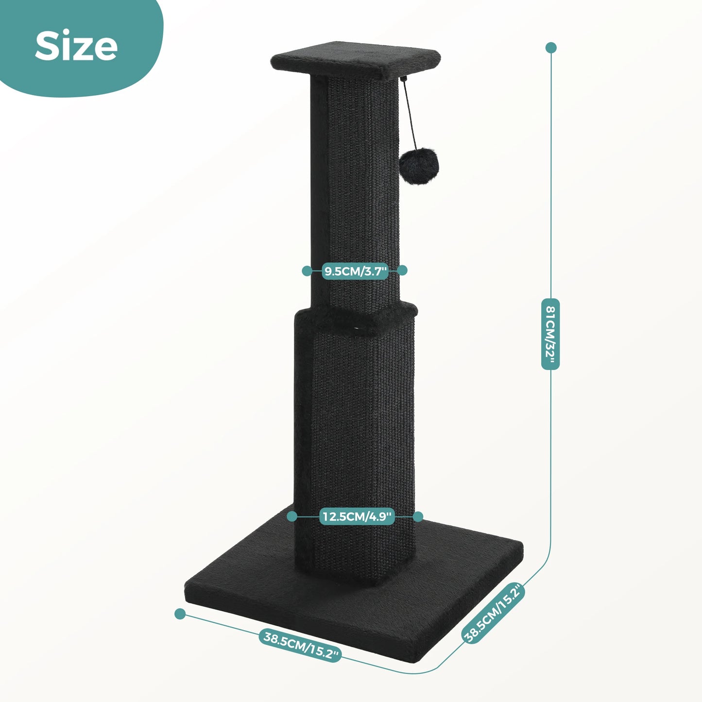 PAWZ Road Cat Scratching Post With Woven Sisal Dangling Ball