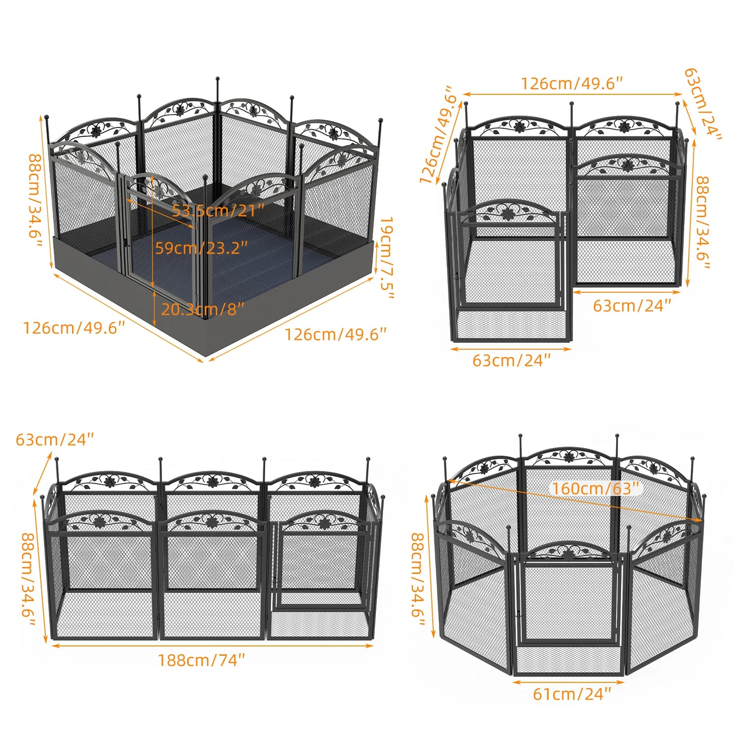 Bingopaw Heavy Duty Metal Dog Playpen For Indoor Outdoor Use