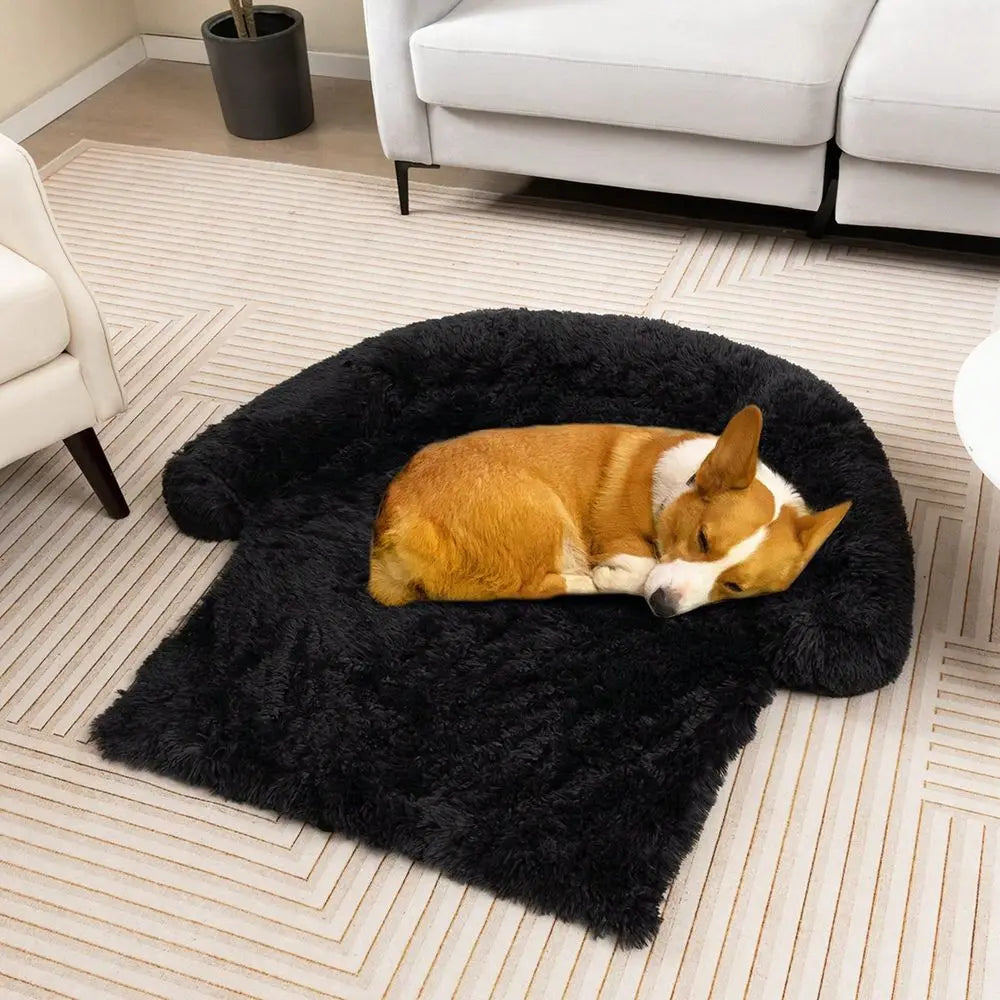 Calming Plush Dog Bed With Anti Slip Bottom Cushion Mat