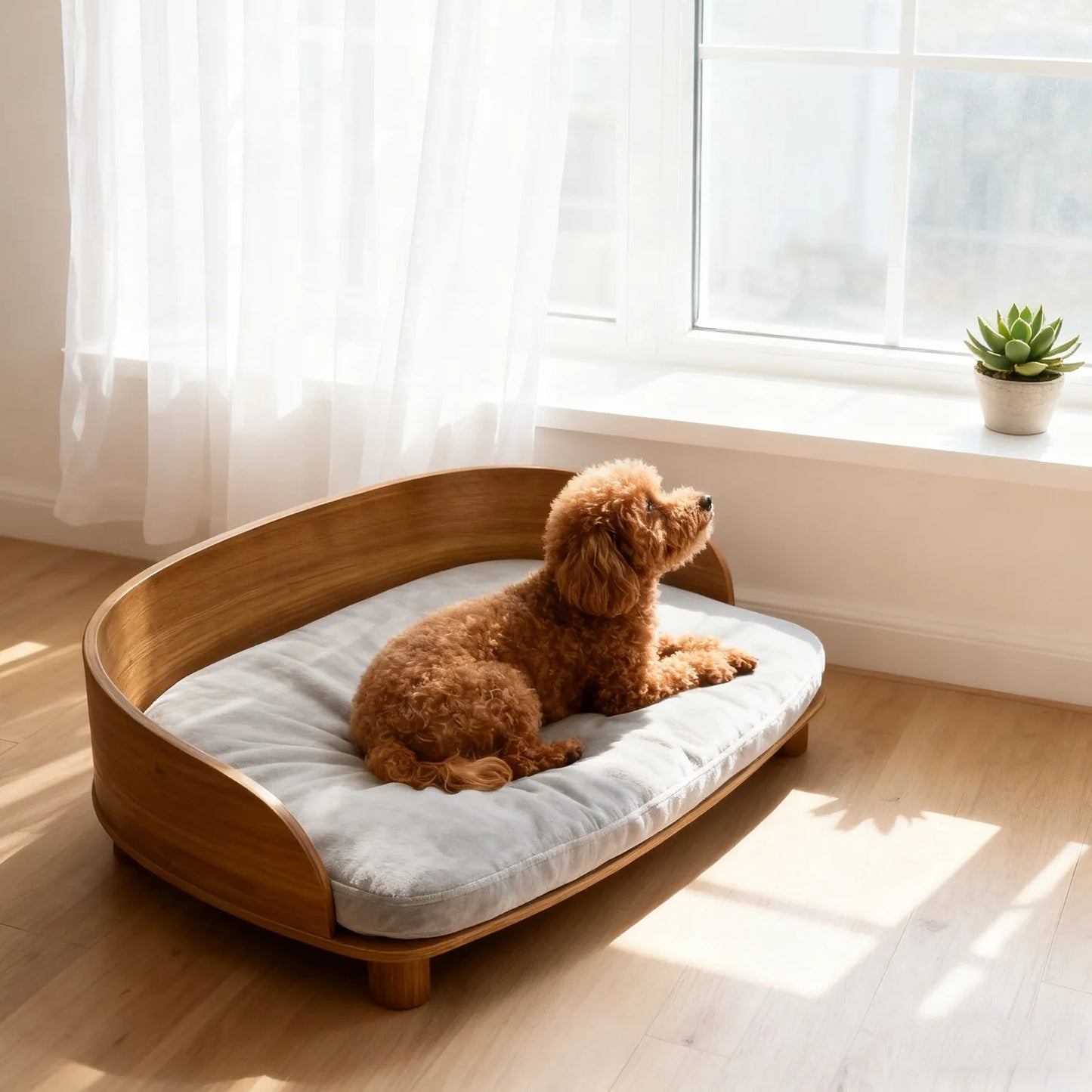 Borwart Elevated Wood Pet Sofa Bed With Cushion For Dogs