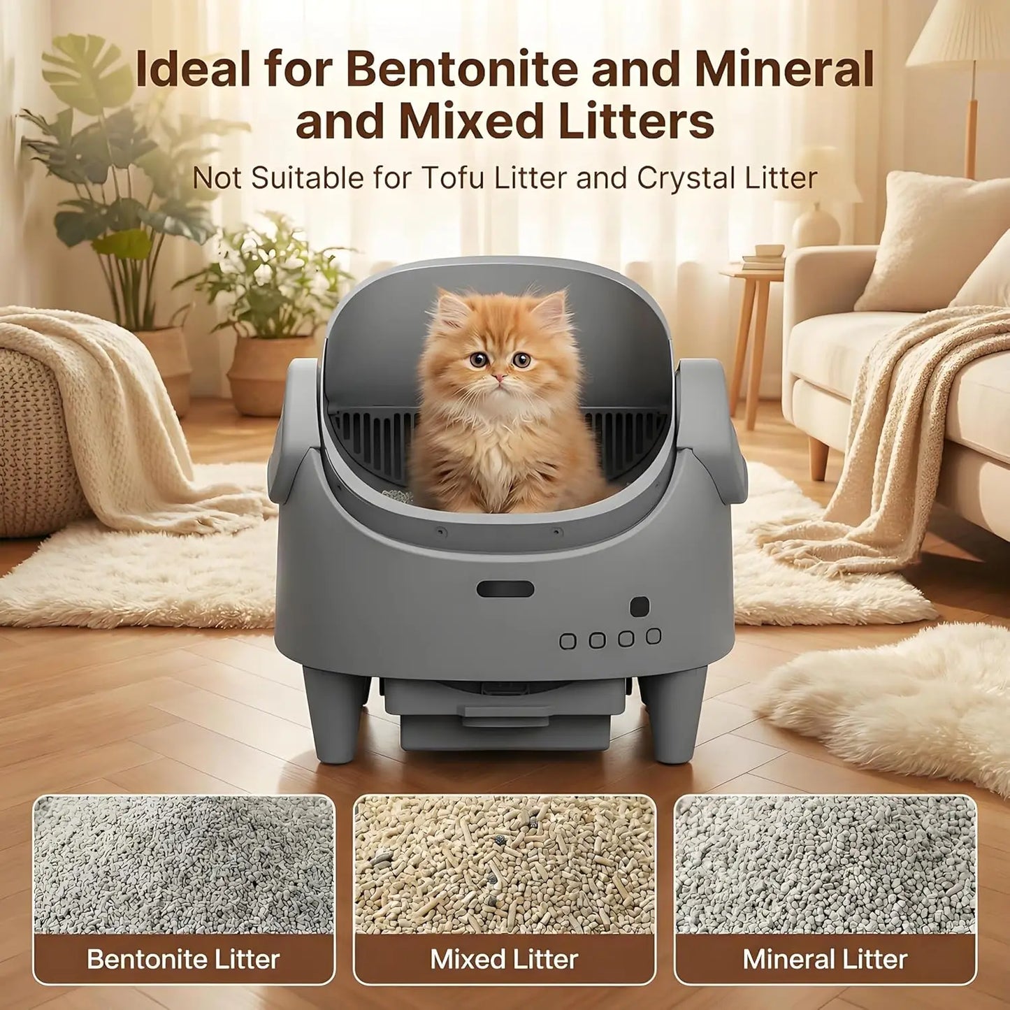 Himmiss Smart Automatic Cat Litter Box WiFi Control Self Cleaning
