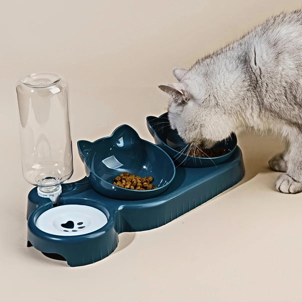 Pet Bowls With Water Feeder Gravity Bottle For Neck Protection