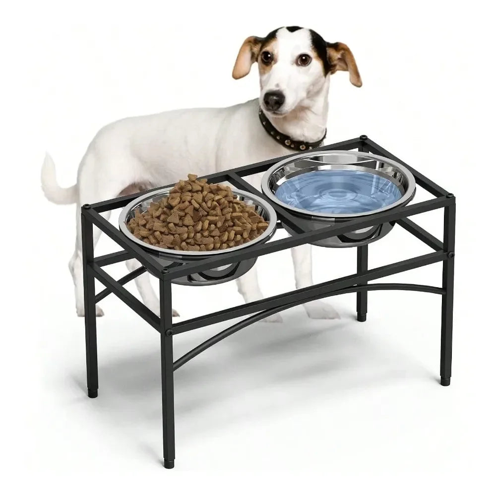 Raised Stainless Steel Dog Bowl With Stand For Medium To Large Breeds