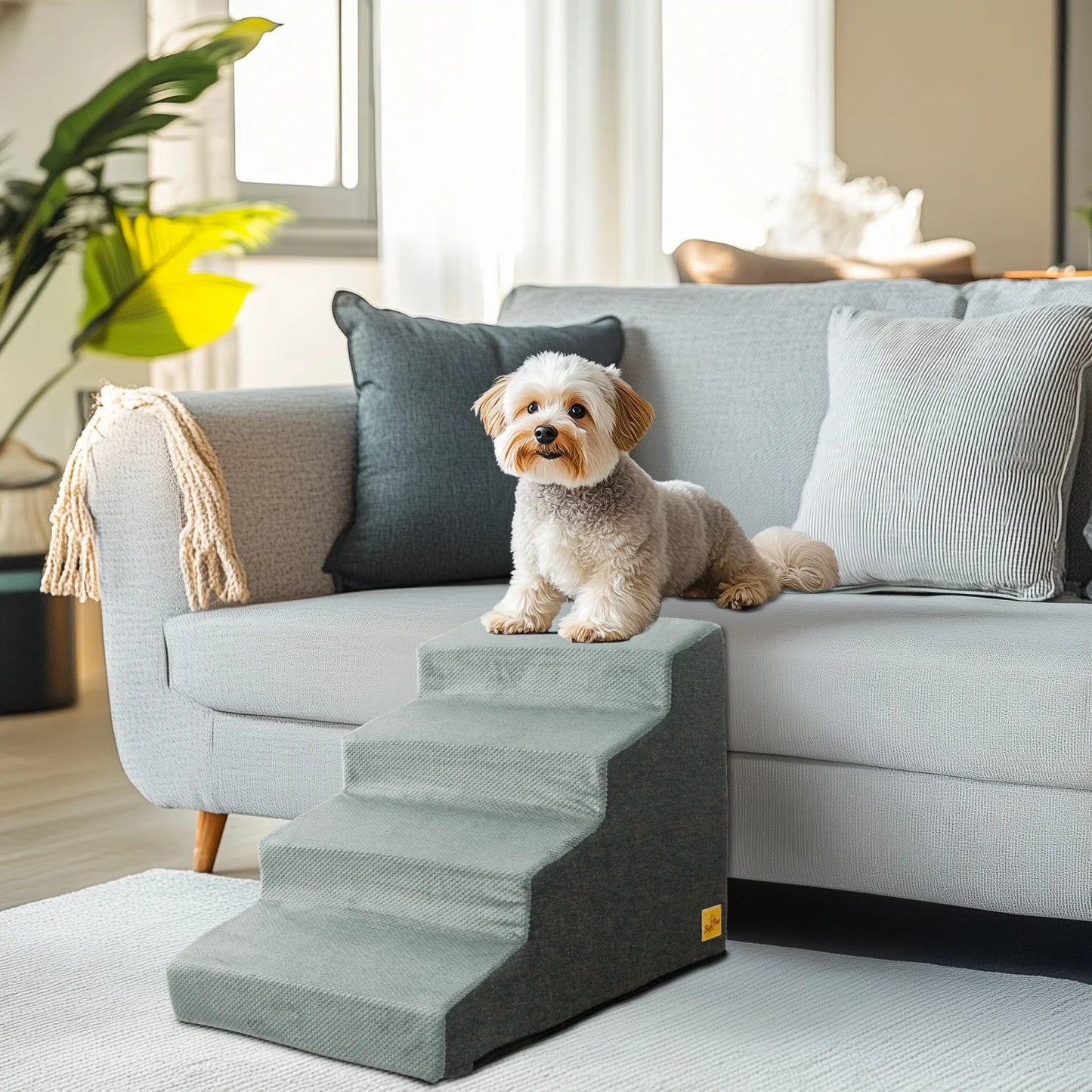 3/4 Step Dog Stairs Ramp With Washable Cover Non Slip