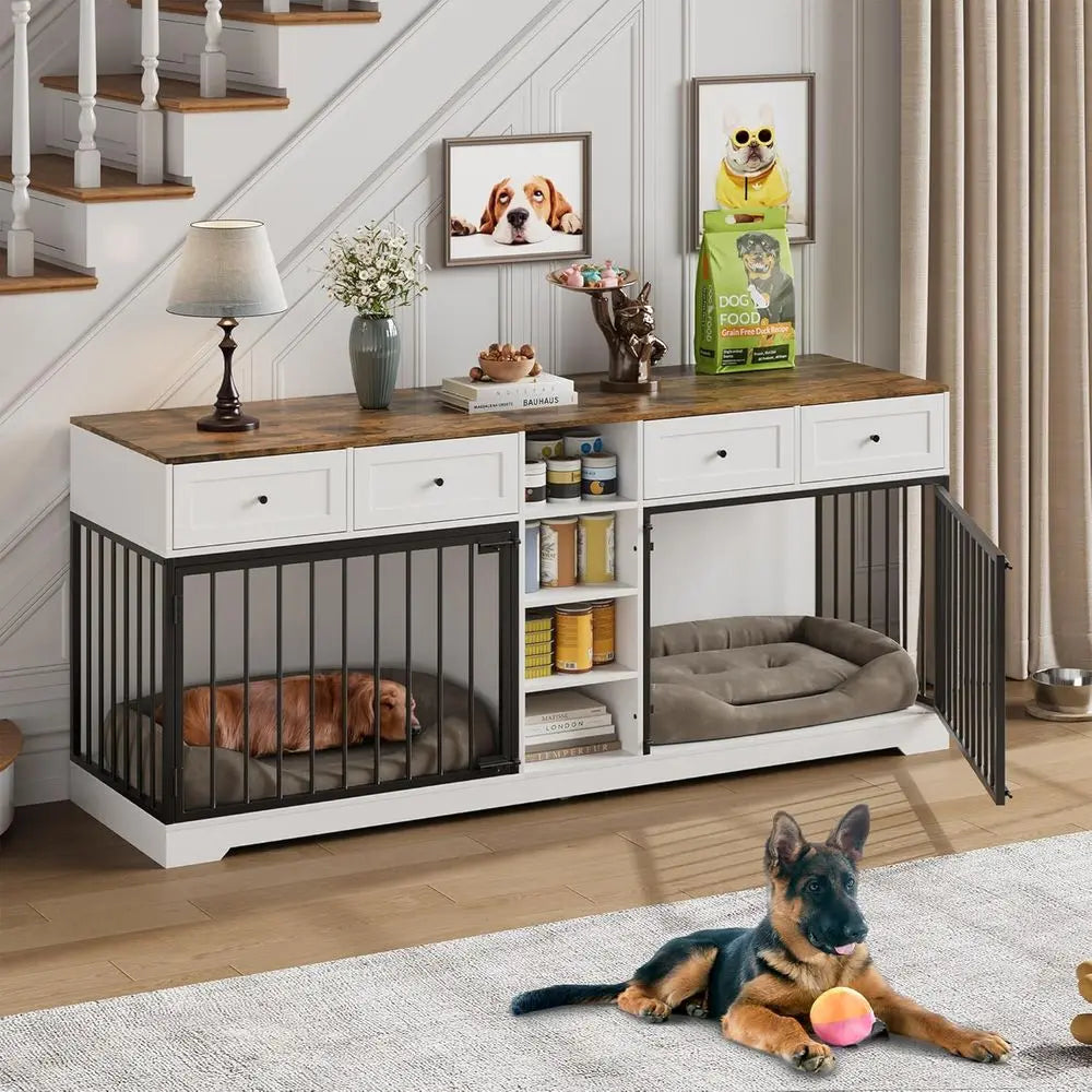 Wooden Dog Crate With Drawers Heavy Duty Indoor Kennel