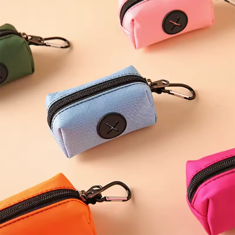 Canvas Dog Poop Bag Holder Outdoor Dispenser With Carabiner Clip