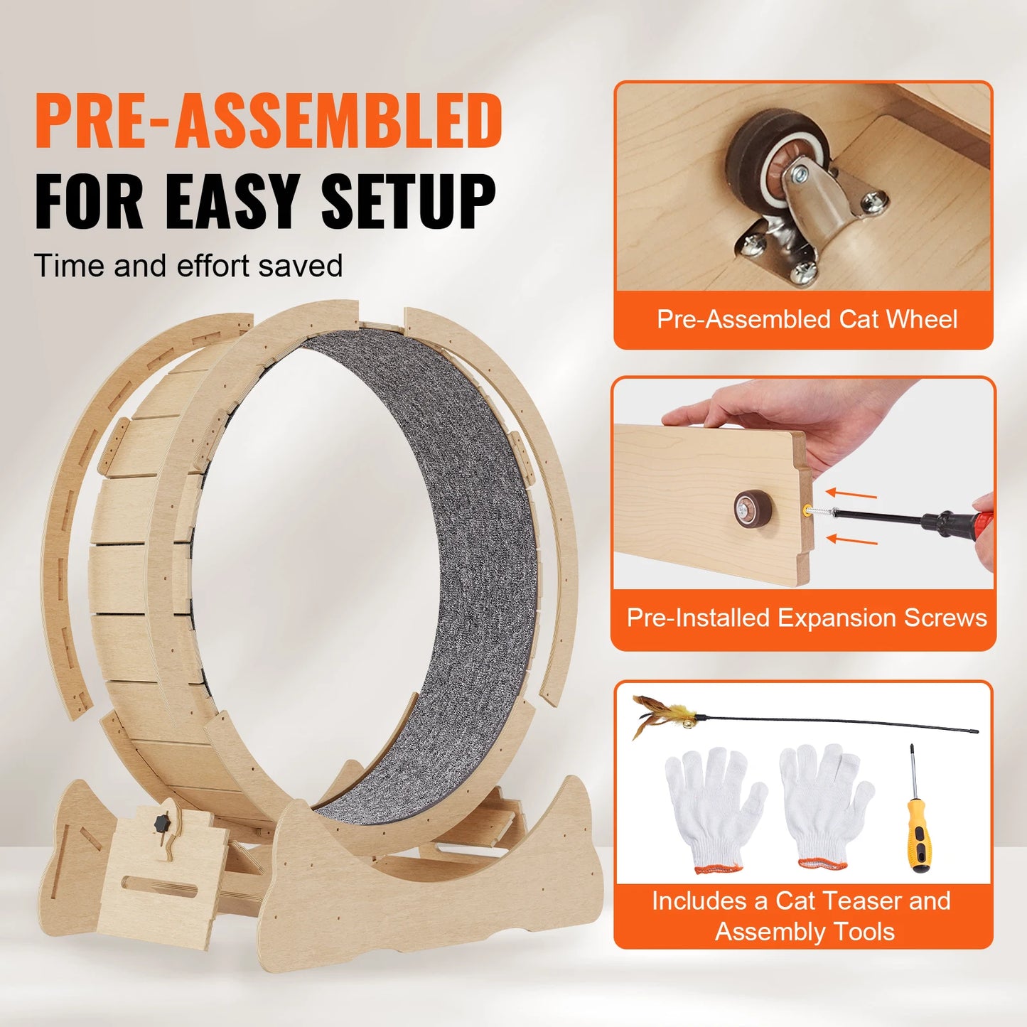 SucceBuy Wooden Cat Exercise Wheel Indoor Treadmill Wheel