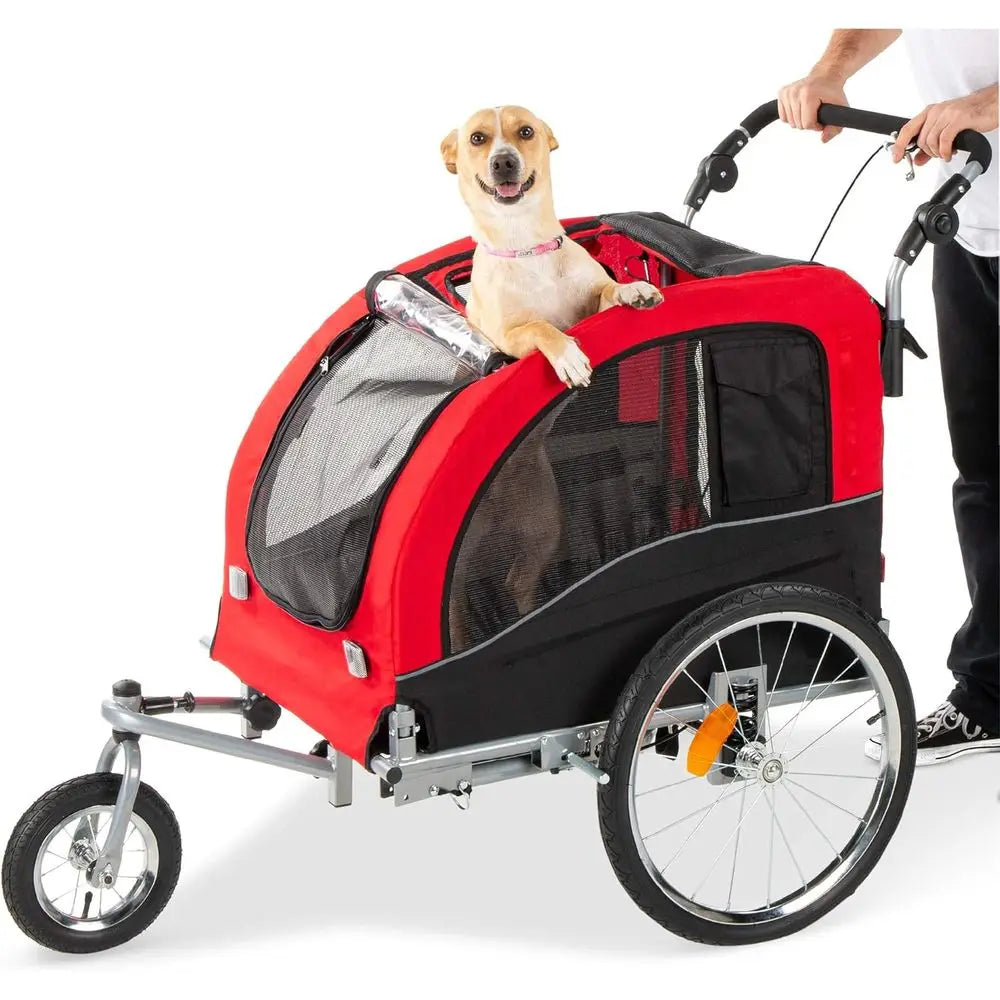 Durable Alloy Dog Bike Trailer And Pet Stroller With Suspension