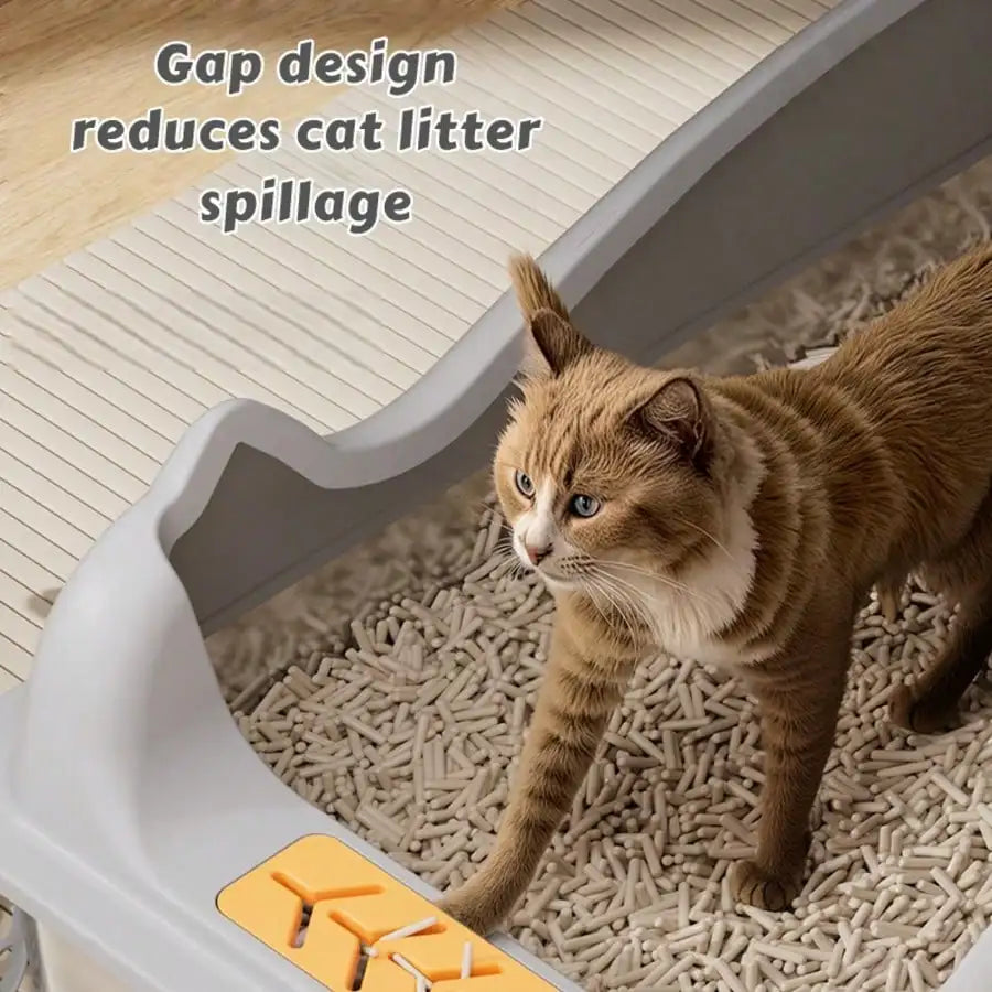 XMSJ Stainless Steel Cat Litter Box With Privacy And Mat