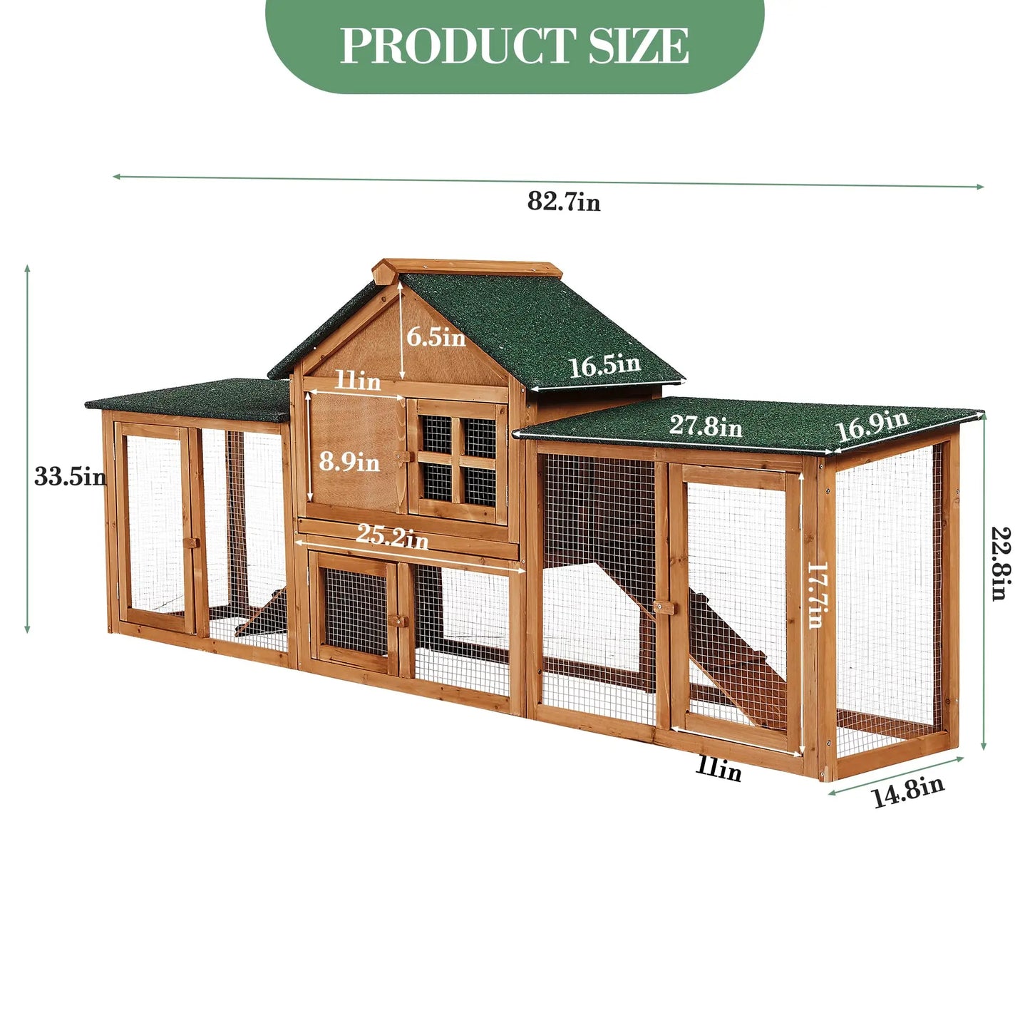 DishyKooker 2-Story Wooden Rabbit Hutch Double Runs Pullout Tray