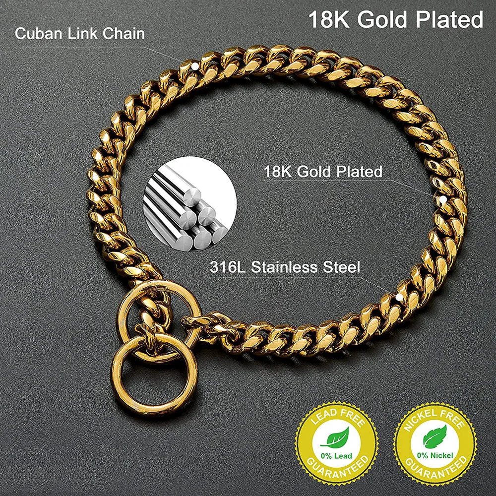 Stainless Steel Chain Collar For Dogs Cuban Link Training Collar