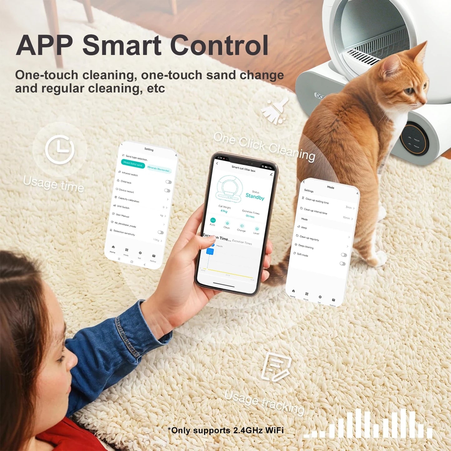 DOEL Self Cleaning Litter Box With App Control 2.4G WiFi