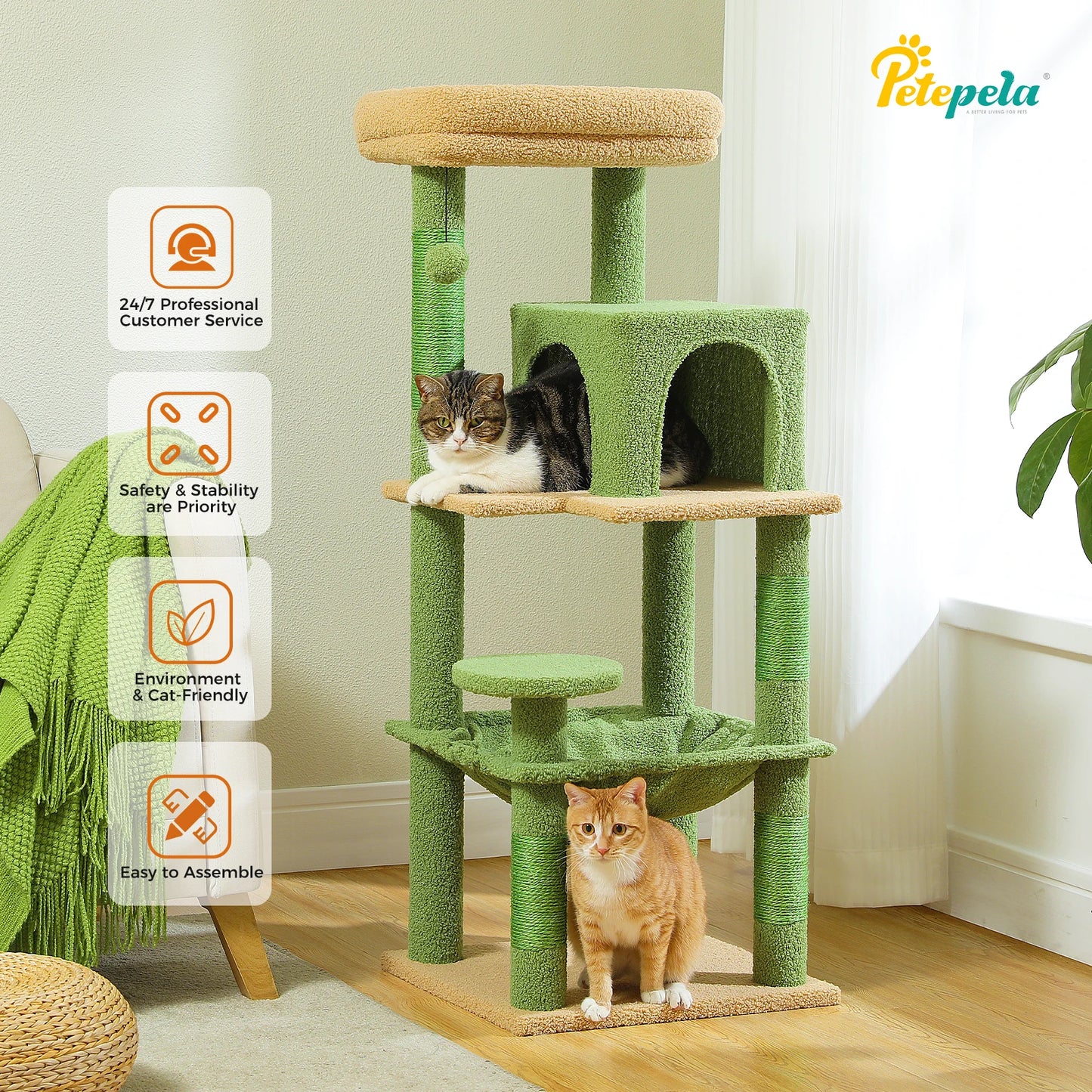 Petepela Cat Tree Indoor 5-Level Tower With Metal Frame