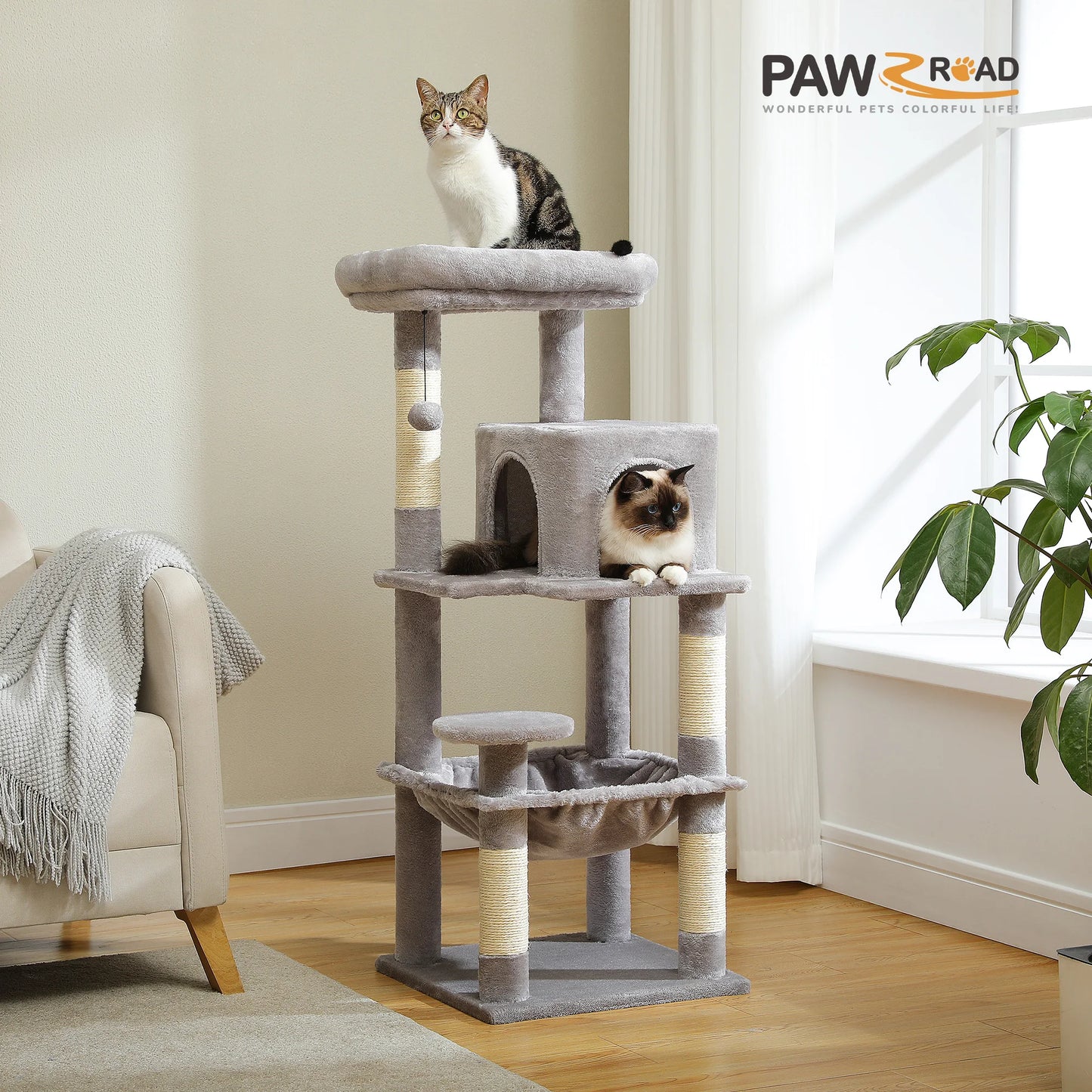Petepela Cat Tree Indoor 5-Level Tower With Metal Frame