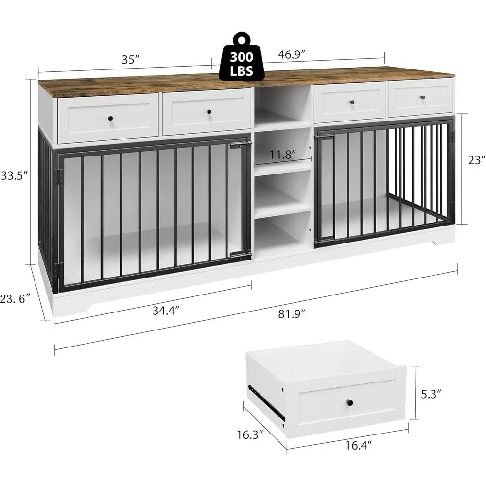 Wooden Dog Crate With Drawers Heavy Duty Indoor Kennel