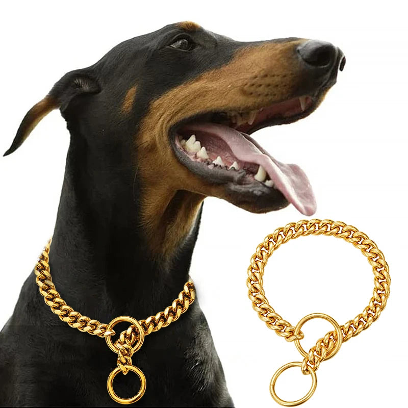 Stainless Steel Chain Collar For Dogs Cuban Link Training Collar