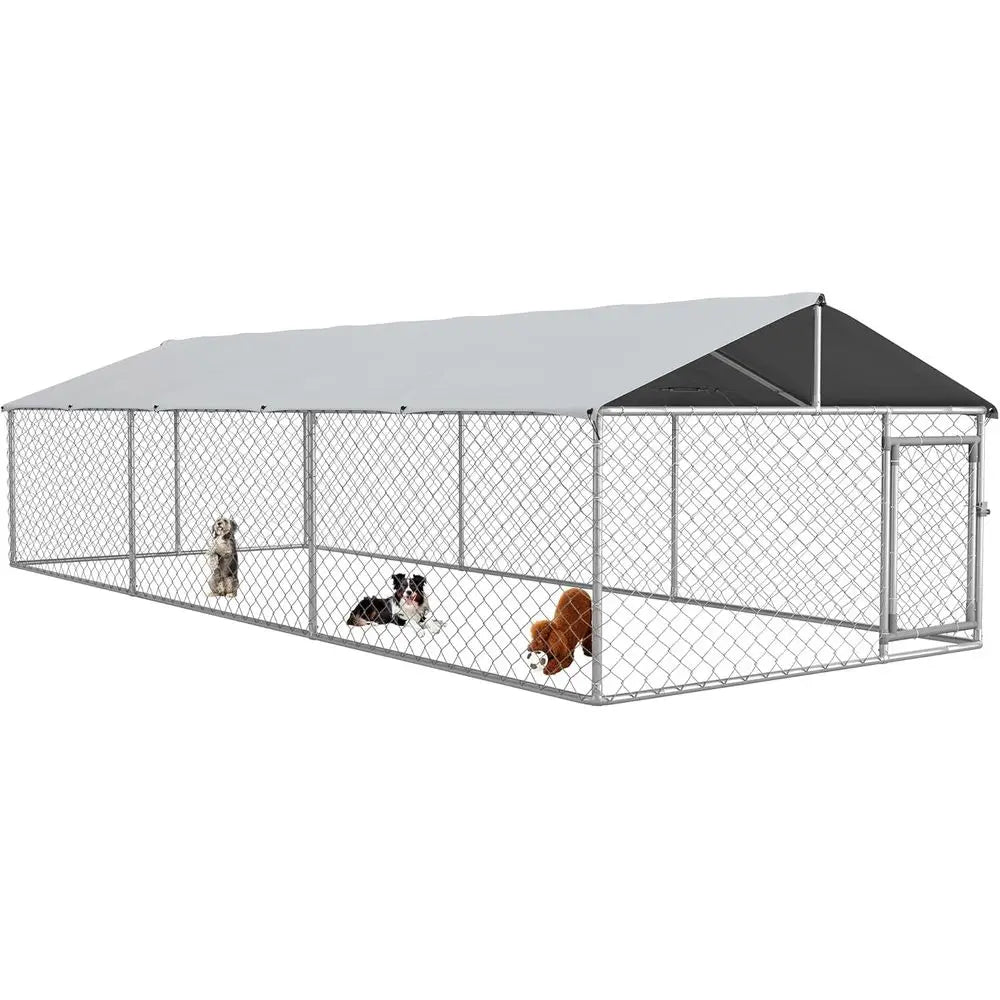 Heavy Duty Galvanized Steel Outdoor Dog Kennel With Waterproof Cover