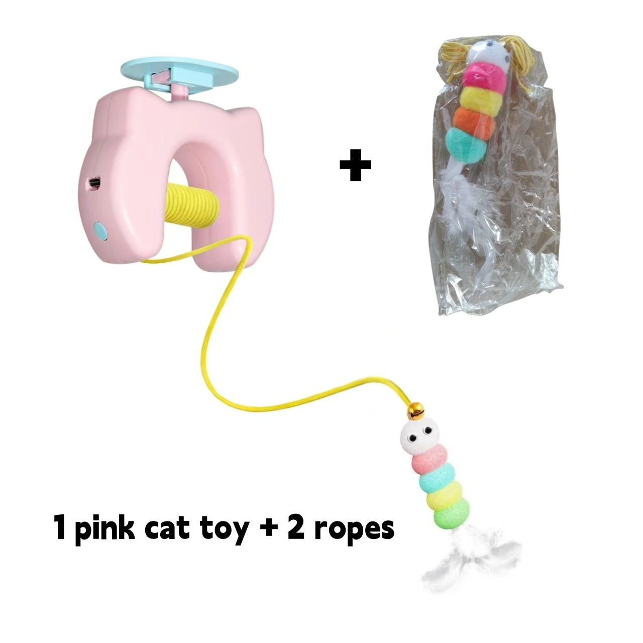 Electric Cat Toy With Ropes Auto Swing Feather Teaser