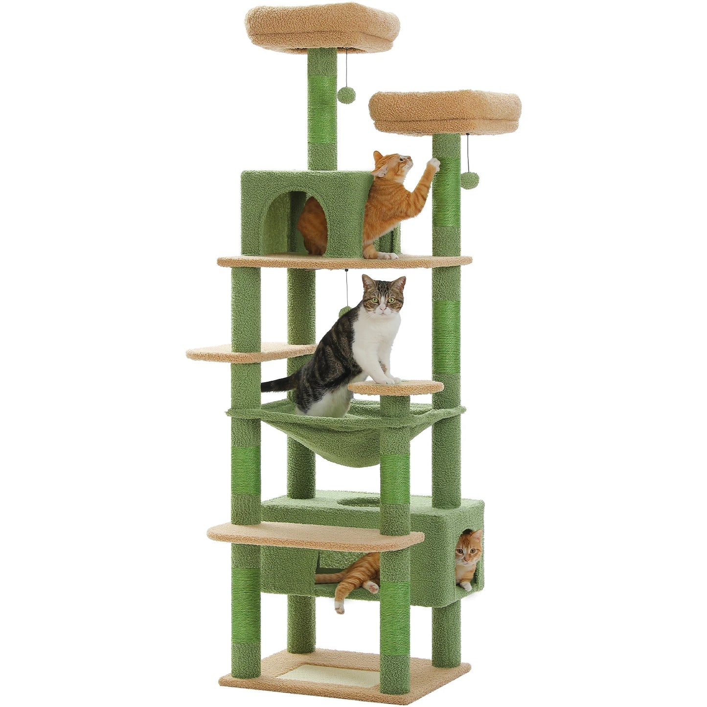 PEQULTI Five-Level Cat Tree Tower With Scratching Posts And Hammock
