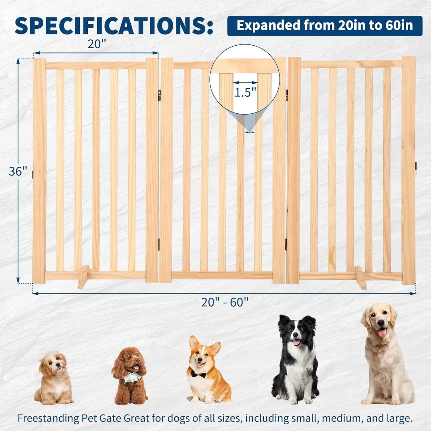 HiMISS Freestanding Dog Gate For Doorways And Stairs Foldable