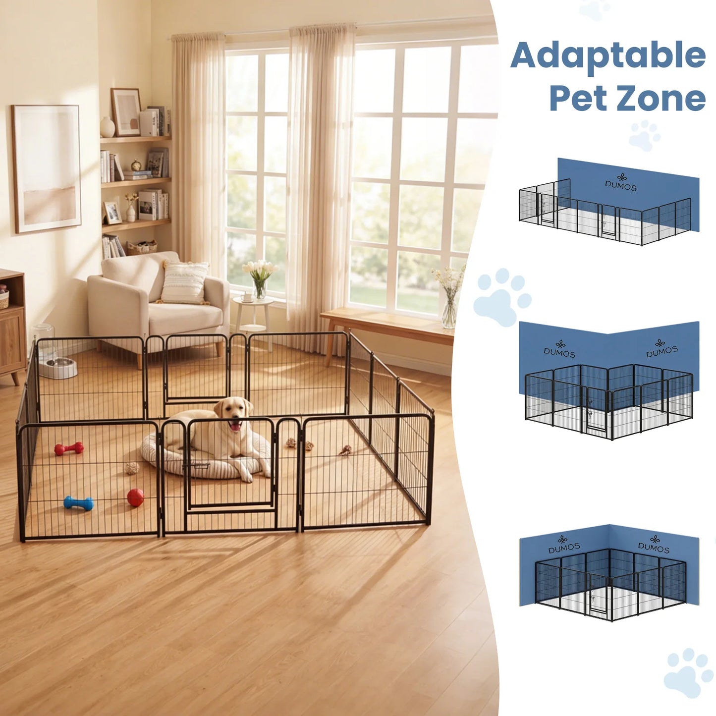 JHK Foldable Metal Dog Playpen Pet Fence Indoor Outdoor Exercise