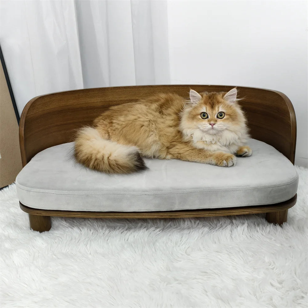 Borwart Elevated Wood Pet Sofa Bed With Cushion For Dogs