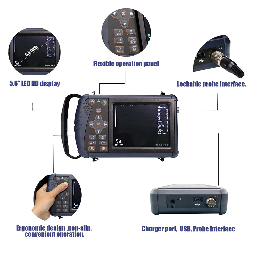 DAWEI Portable Veterinary Ultrasound Scanner B Ultra Pregnancy Machine